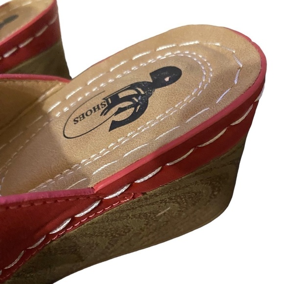 GC Sydney Rosette Padded Thong Wedge Sandals, Women’s 9W Coral NWOT - Picture 5 of 13